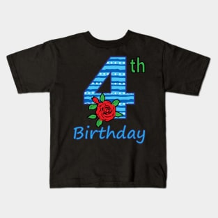 4th Floral - 4th Birthday - Flower - Floral - Birthday Party gift Kids T-Shirt